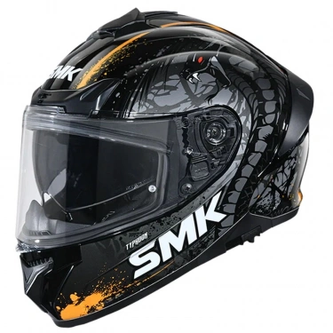 SMK TYPHOON REPTİLE SİYAH-GRİ-TURUNCU DRAGON KAPALI KASK (GÜNEŞ VİZÖRLÜ)