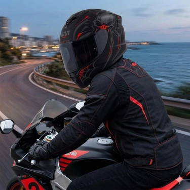 GIVI 50.X ARACHNO MAT SİYAH-KIRMIZI KAPALI KASK (SİYAH CAMLI)