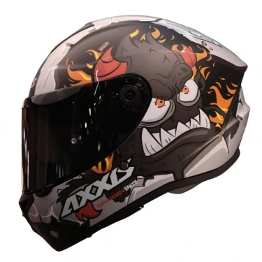 AXXIS DRAKEN BAKER SİYAH-GRİ-KIRMIZI FULLFACE KASK (SİYAH+ŞEFFAF CAMLI)