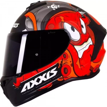 AXXIS DRAKEN GARGLEN MAT SİYAH-KIRMIZI FULLFACE KASK (SİYAH+ŞEFFAF CAMLI)