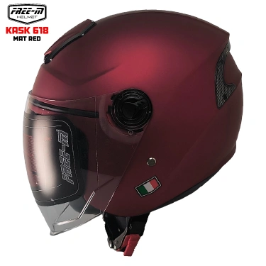 FREE-M 618 YARIM KASK MAT KIRMIZI(GÜNEŞ VİZÖRLÜ)