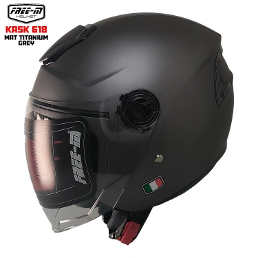 FREE-M 618 YARIM KASK MAT TİTANYUM(GÜNEŞ VİZÖRLÜ)