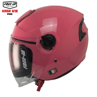 FREE-M 618 YARIM KASK PEMBE(GÜNEŞ VİZÖRLÜ)