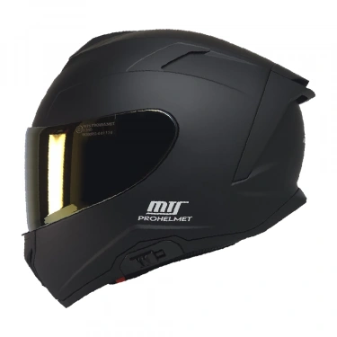 KUZEYMOTOR MTS X340 FULLFACE KASK MAT SİYAH (GOLD CAMLI)