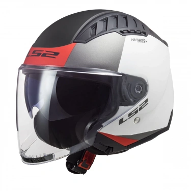 LS2 COOPTER 2 URBANE MAT BEYAZ-KIRMIZI KASK(GÜNEŞ VİZÖRLÜ)