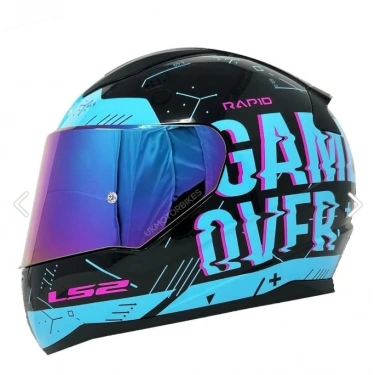 LS2 RAPID PLAYER SİYAH-MAVİ KASK (GÖKKUŞAĞI+ŞEFFAF CAM)