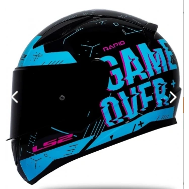 LS2 RAPID PLAYER SİYAH-MAVİ KASK (SİYAH+ŞEFFAF CAM)