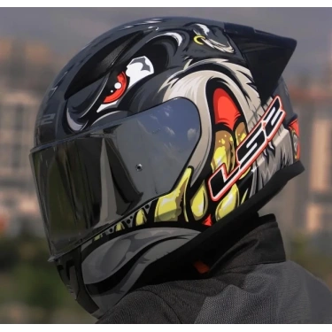 LS2 RRAPID 2 RACE SPOX GRİ-KIRMIZI KASK(SİYAH+ŞEFFAF CAM+SPOILER)