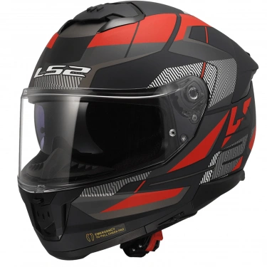 LS2 STREAM 2 ROAD MAT SİYAH-TITANIUM-KIRMIZI KASK