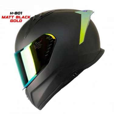 MTS M-201 MAT SİYAH-GOLD GÜNEŞ VİZÖRLÜ KASK (GOLD CAMLI)