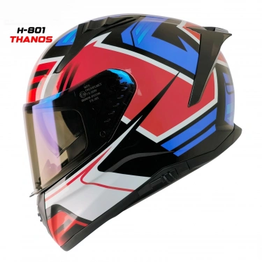 MTS M-201 THANOS MAVİ-BEYAZ GÜNEŞ VİZÖRLÜ KASK (MAVİ CAMLI)