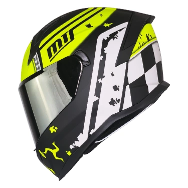 MTS M-910 VIGOR MAT SİYAH-SARI GÜNEŞ VİZÖRLÜ KASK (GRİ CAMLI)