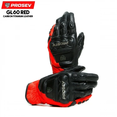 PROSEV GL60 CARBON TİTANTUM DERİ ELDİVEN KIRMIZI