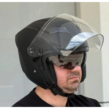 PROYOU YARIM KASK MAT SİYAH (GÜNEŞ VİZÖRLÜ)