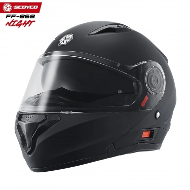 SCOYCO FF-868 NIGHT MAT SİYAH ÇENE AÇILIR GÜNEŞ VİZÖRLÜ KASK