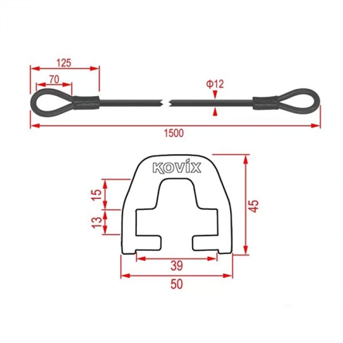KOVIX KZA-150 ÇELİK KİLİT + KD6 BAĞLANTI ADAPTÖRÜ
