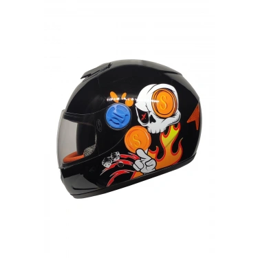 MTS SY118 ÇOCUK KASKI SKULL SİYAH (SİYAH CAMLI)