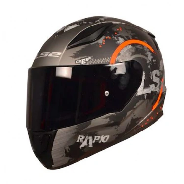 LS2 RAPID CIRCLE MAT TITANIUM-TURUNCU KASK ( SİYAH+BEYAZ CAM )