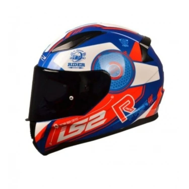LS2 Rapid Stratus Mavi - Kırmızı - Beyaz Kask ( Siyah +Şeffaf Cam )
