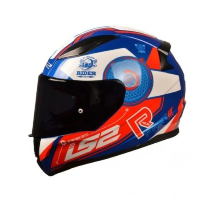 LS2 Rapid Stratus Mavi - Kırmızı - Beyaz Kask ( Siyah +Şeffaf Cam )