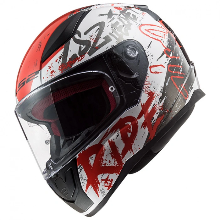 LS2 RAPID NAUGHTY MAT BEYAZ-KIRMIZI KASK