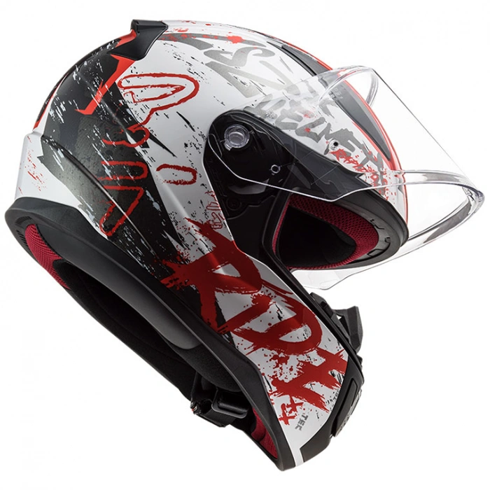 LS2 RAPID NAUGHTY MAT BEYAZ-KIRMIZI KASK