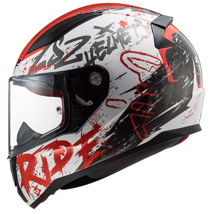 LS2 RAPID NAUGHTY MAT BEYAZ-KIRMIZI KASK