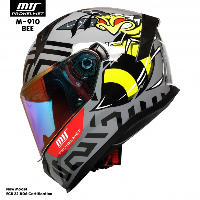 MTS M-910 BEE GÜNEŞ VİZÖRLÜ KASK (KIRMIZI CAMLI)