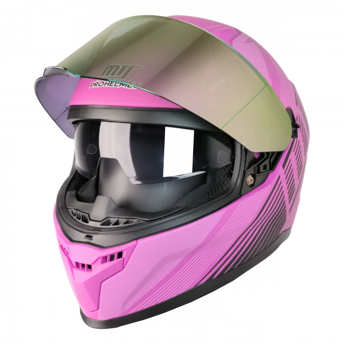 MTS M-910 FUCHSIA LADY GÜNEŞ VİZÖRLÜ KASK (GÖKKUŞAĞI CAMLI)