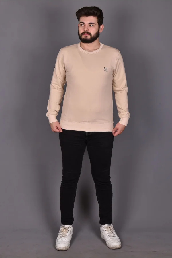 Açık Bej Likralı Konpak Penye Kumaş Sweat