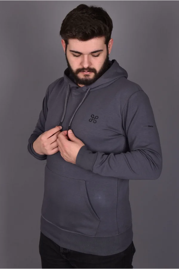 Antrasit Double Face Kapüşonlu Sweatshirt