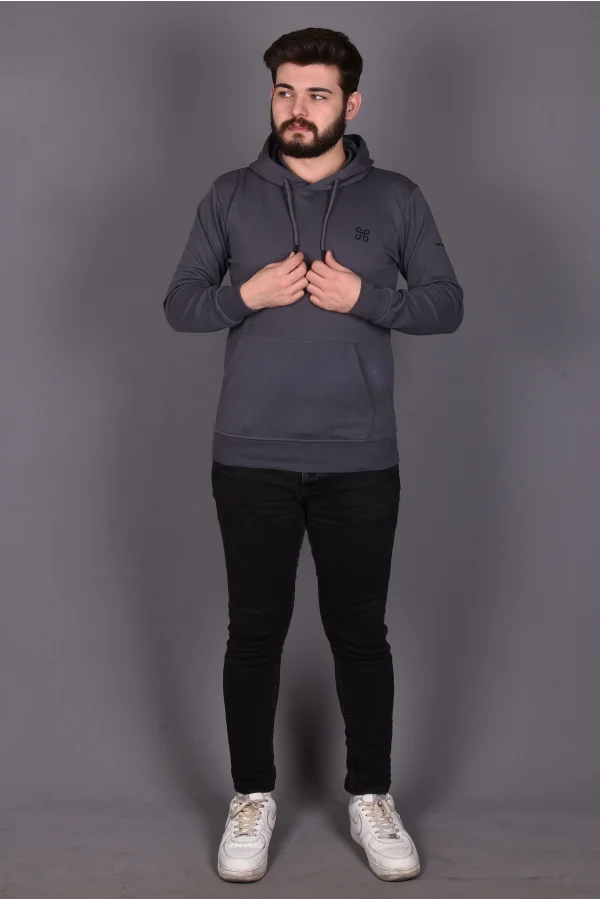 Antrasit Double Face Kapüşonlu Sweatshirt