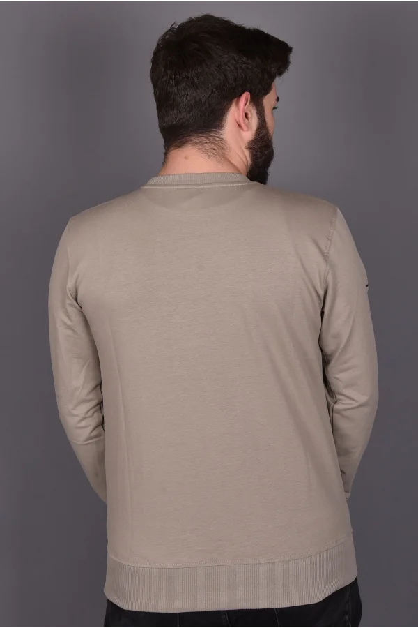 Bej Likralı Konpak Penye Kumaş Sweat