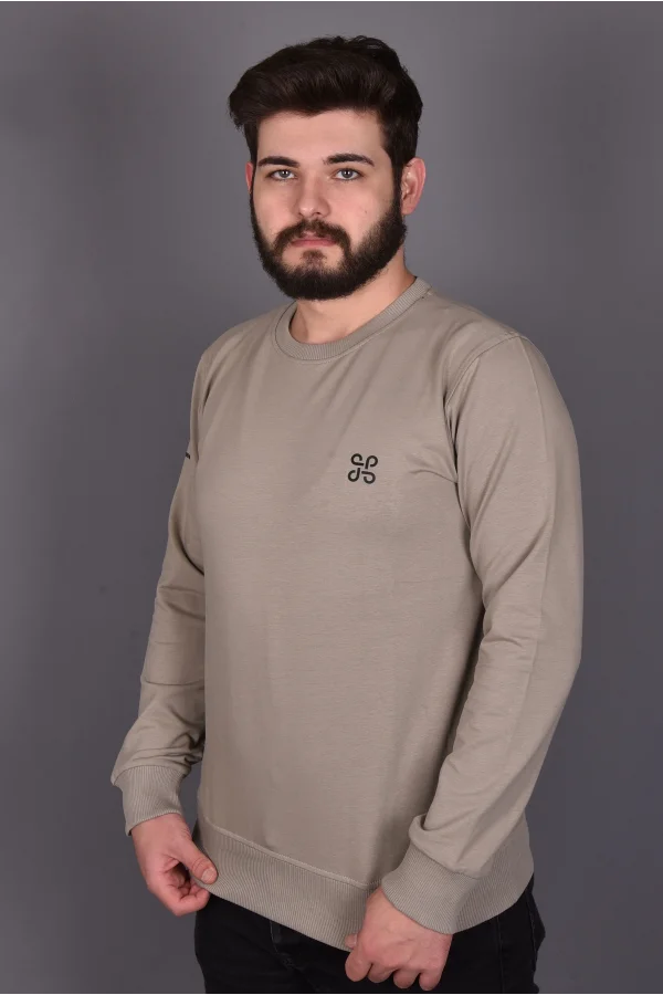 Bej Likralı Konpak Penye Kumaş Sweat