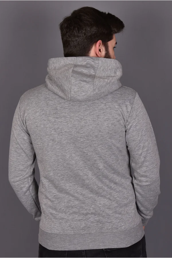 Gri Double Face Kapüşonlu Sweatshirt