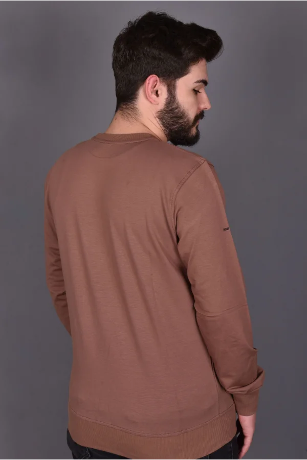 Kahve Likralı Konpak Penye Kumaş Sweat