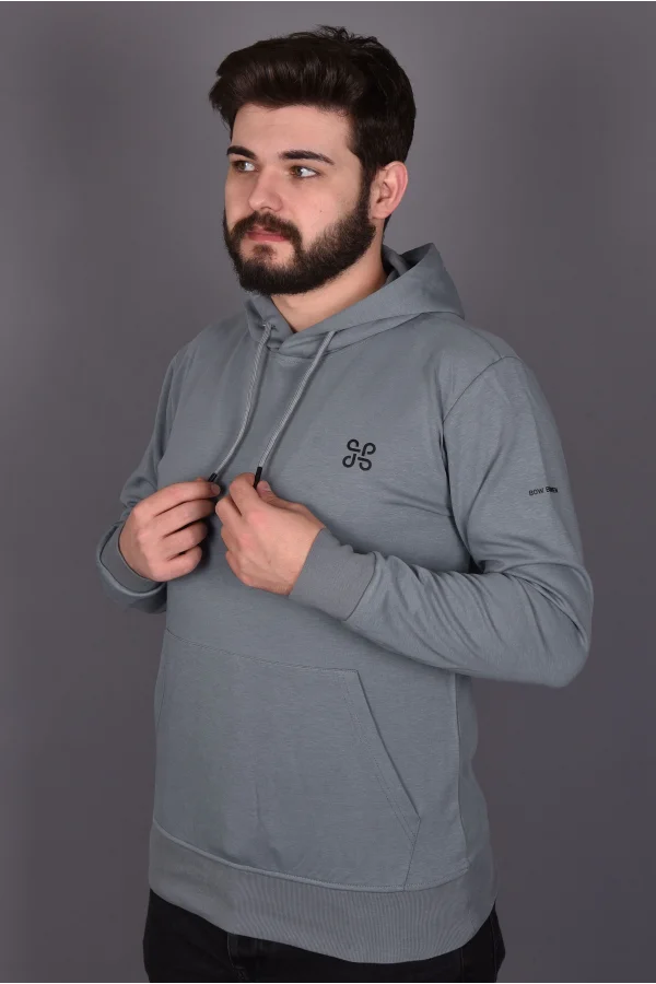 Mint Penye Şardonlu Üçiplik Kapüşonlu Sweatshirt