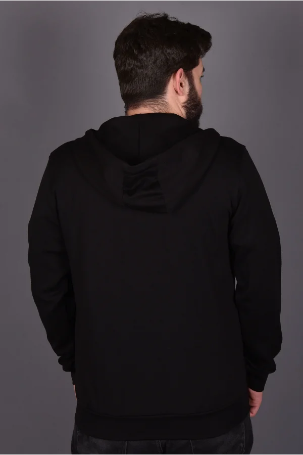 Siyah Double Face Kapüşonlu Hırka