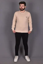 Açık Bej Likralı Konpak Penye Kumaş Sweat