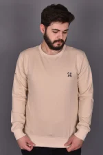Açık Bej Likralı Konpak Penye Kumaş Sweat