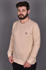 Açık Bej Likralı Konpak Penye Kumaş Sweat