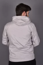 Açık Gri Fermuarlı ve Cepli İç Astarlı Yağmurluk