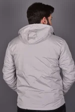 Açık Gri Fermuarlı ve Cepli İçi Polar Su Geçirmez Yağmurluk