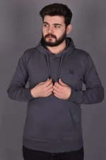 Antrasit Double Face Kapüşonlu Sweatshirt