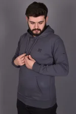 Antrasit Double Face Kapüşonlu Sweatshirt