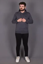 Antrasit Double Face Kapüşonlu Sweatshirt