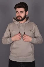 Bej Double Face Kapüşonlu Sweatshirt