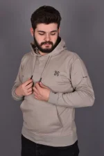 Bej Double Face Kapüşonlu Sweatshirt