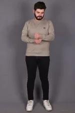 Bej Likralı Konpak Penye Kumaş Sweat