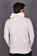 Beyaz Double Face Kapüşonlu Sweatshirt